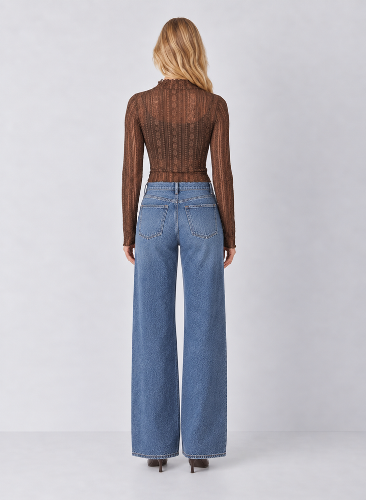 Sheer Lace Long Sleeve Top