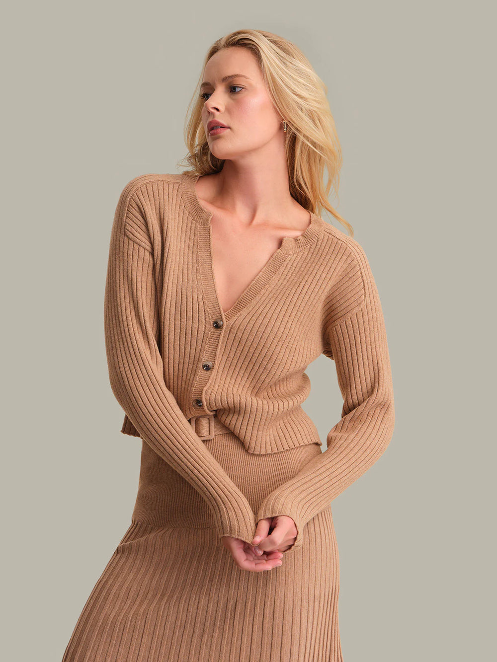 525 America Lorelai Cropped Rib Cardigan