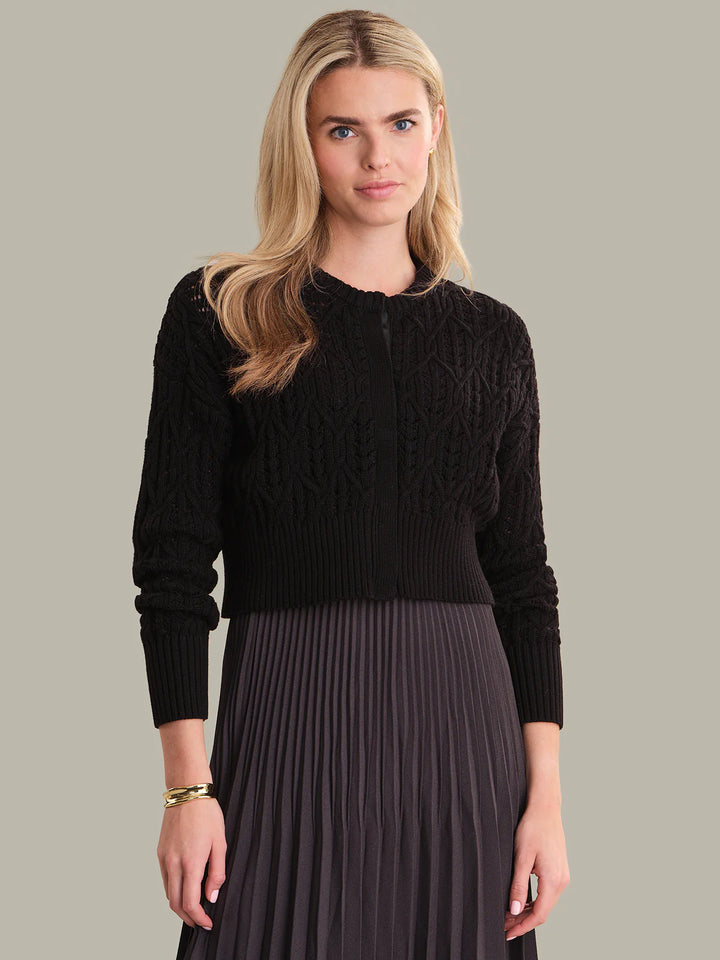 525 America Colby Cotton Cropped Cable Knit Cardigan