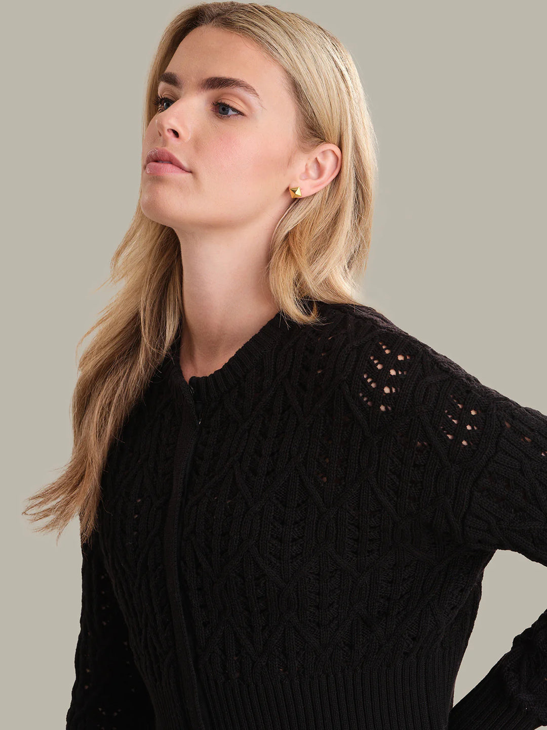 525 America Colby Cotton Cropped Cable Knit Cardigan