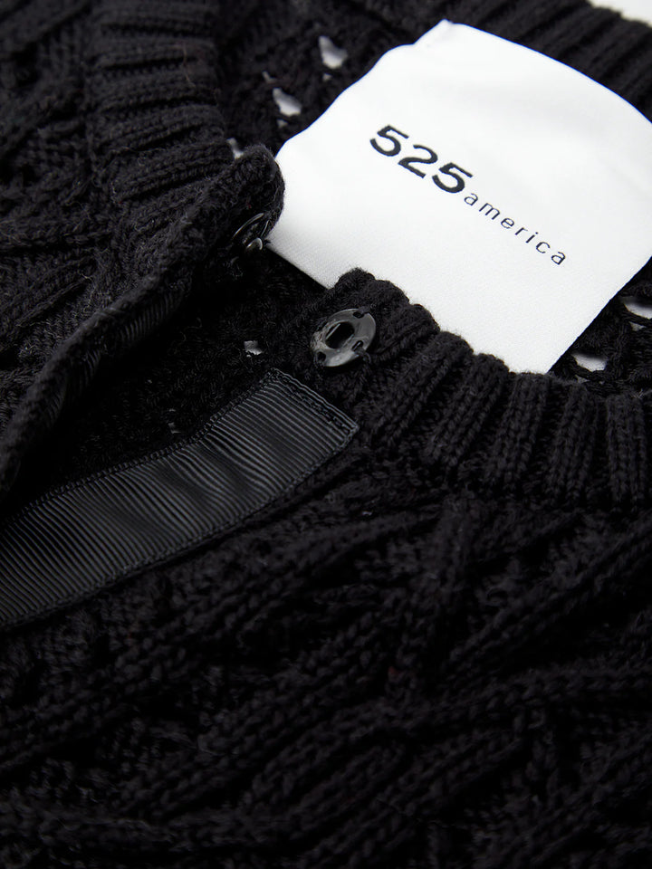 525 America Colby Cotton Cropped Cable Knit Cardigan