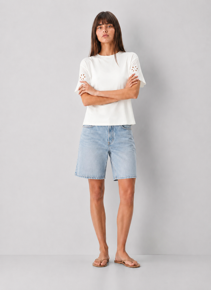 Eyelet Sleeve T-Shirt