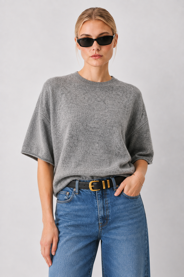 Oversized Short Sleeve Knit Sweater