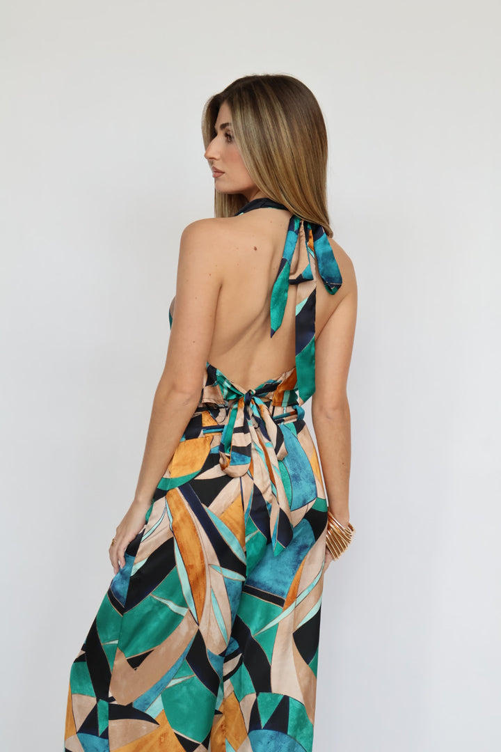 Sleeveless Halter Floral Print Top