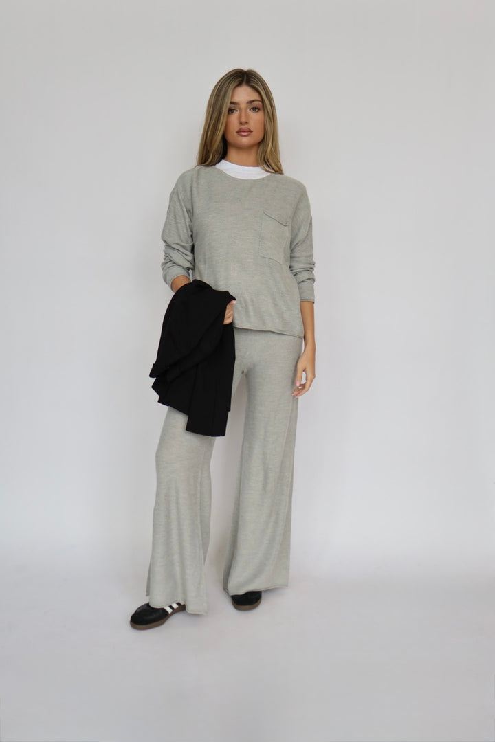 Drawstring Wide Leg Sweater Pant