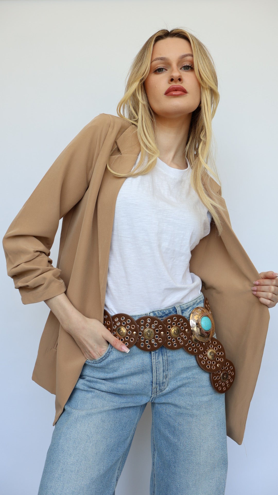 3/4 Ruched Sleeve Blazer