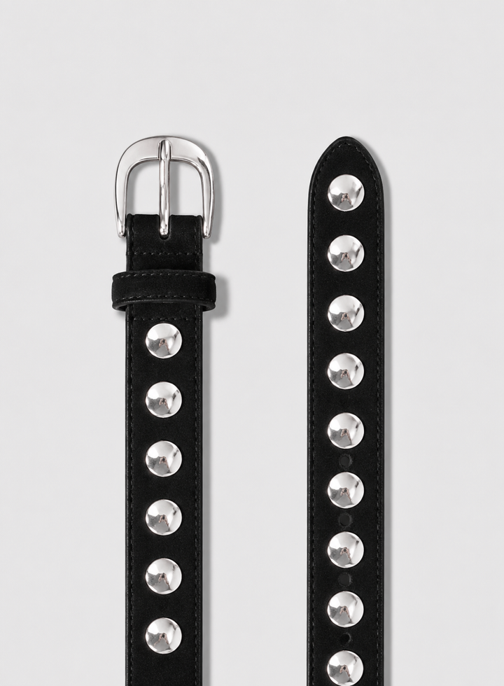 Suede Studded Belt - Black