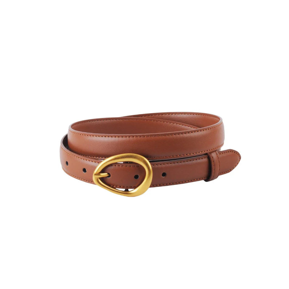 Legendary Solid Brass Leather Belt - Tan