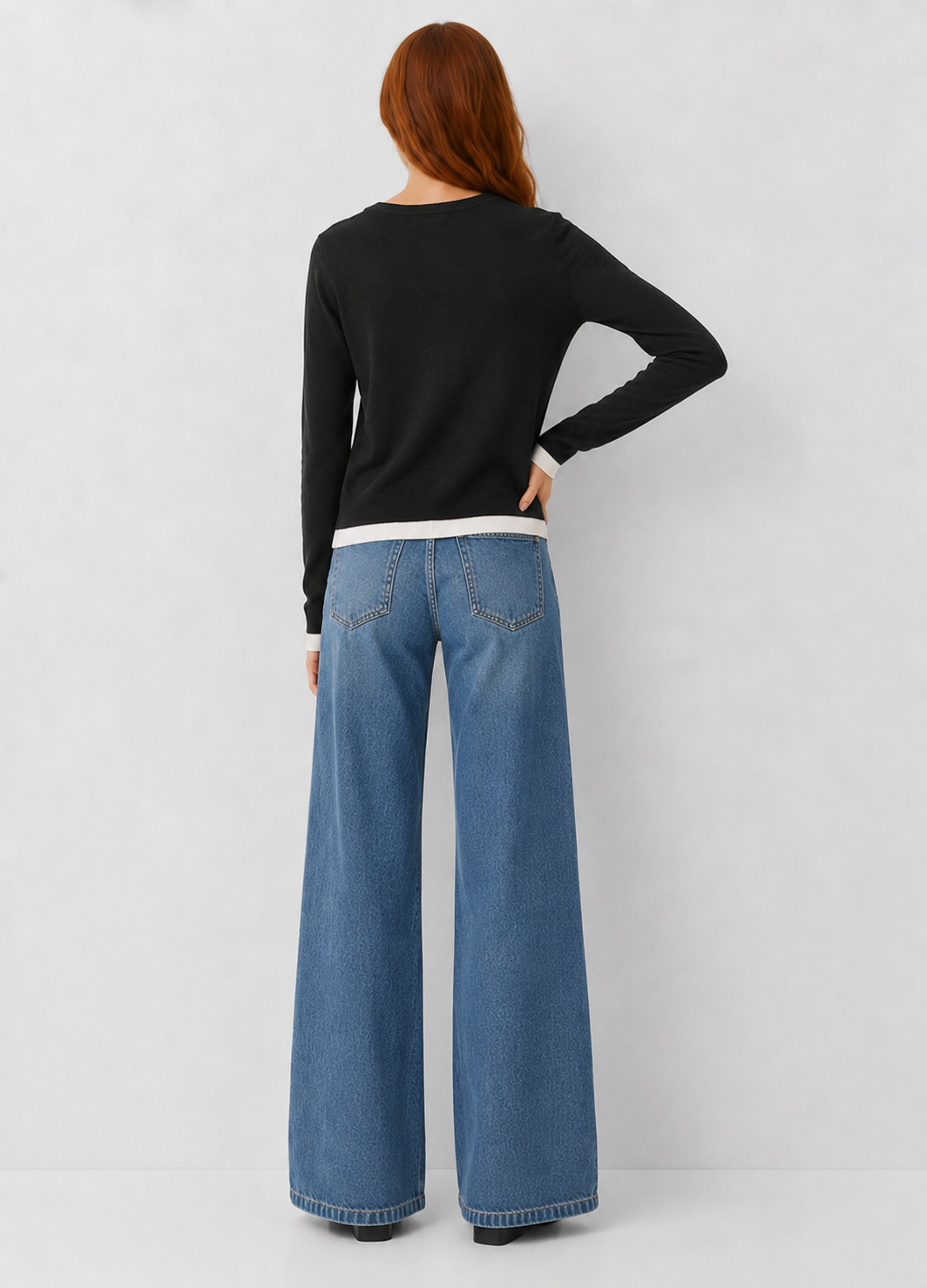 Double Layered Long Sleeve Knit Top