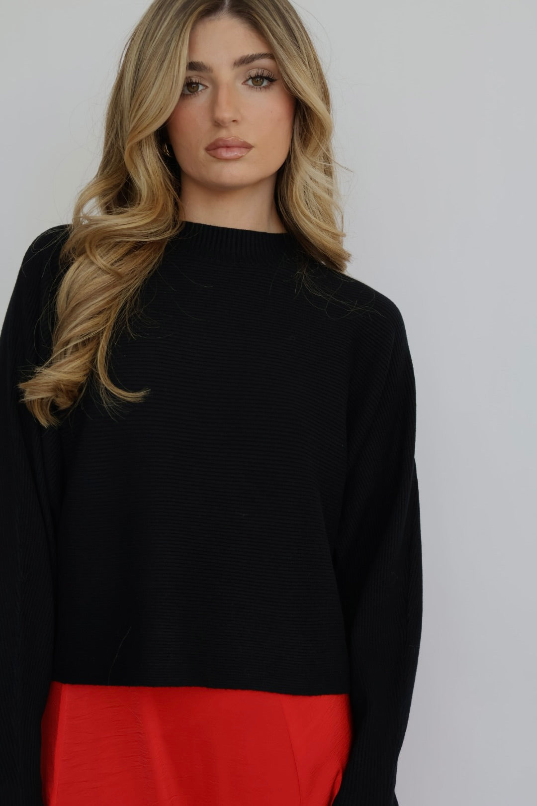 Relaxed Fit Rib Knit Dolman Sweater