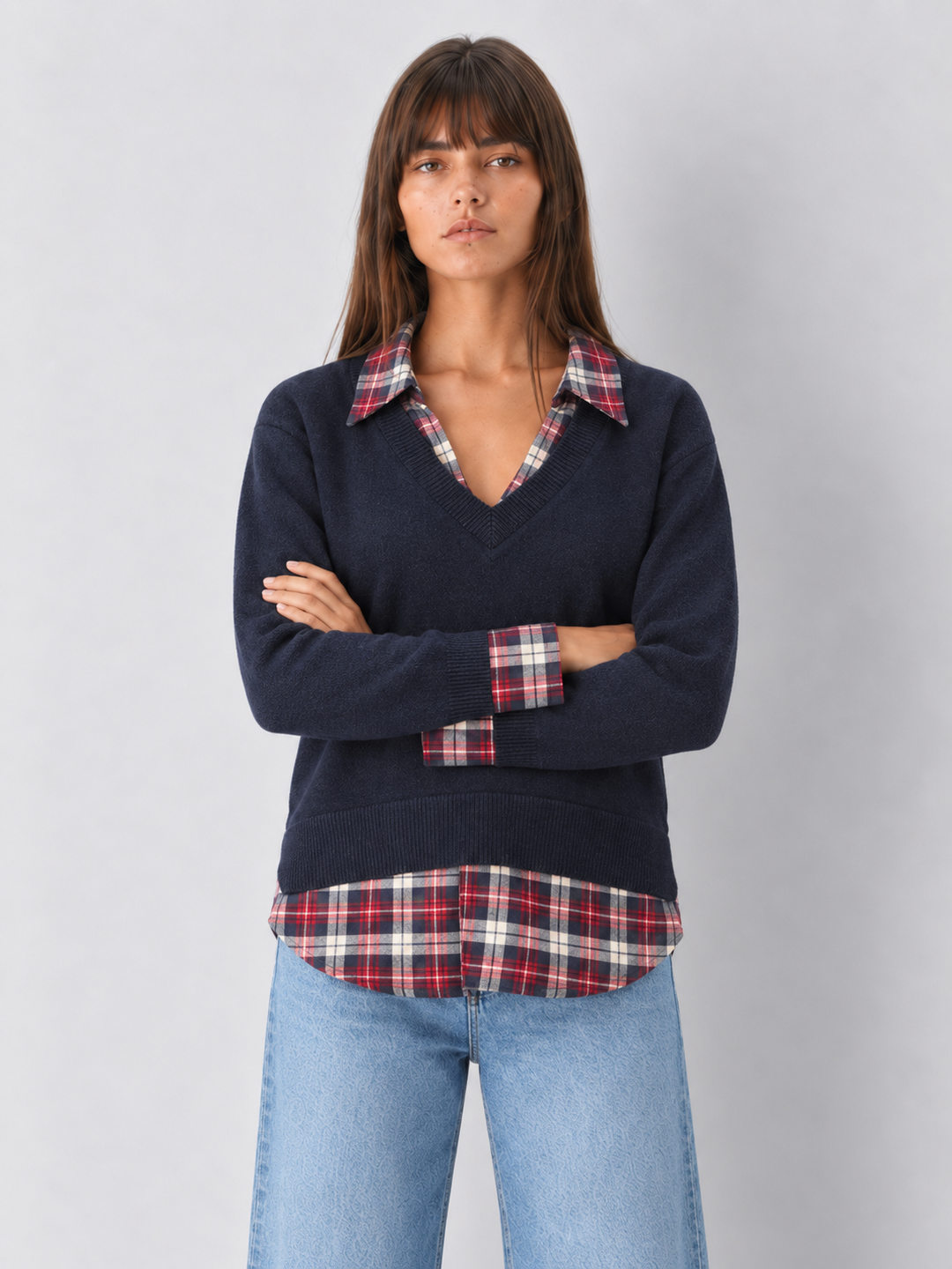 Plaid Layered Sweater