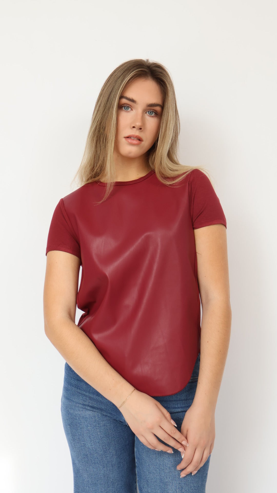 Elaina Vegan Leather Tee Shirt