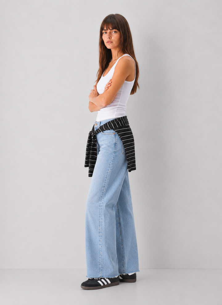 Just Black Denim High Rise Full Length Wide Leg Jeans