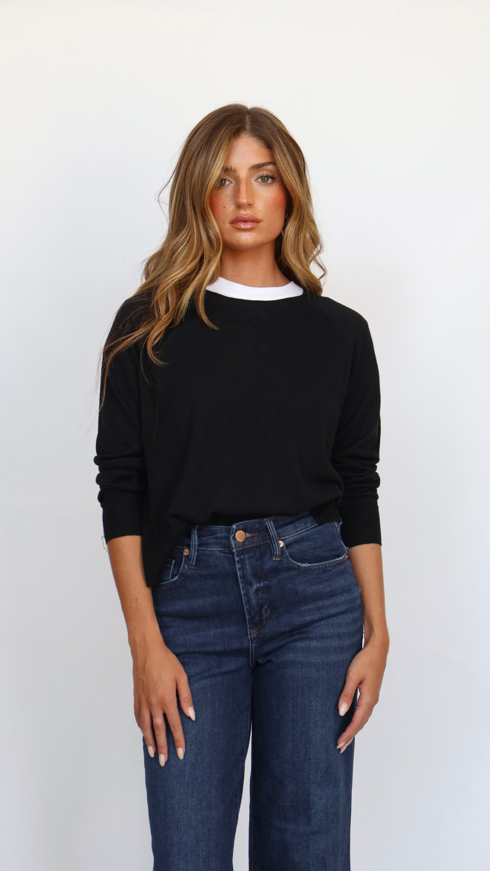 Women’s Crew Neck Sweater with Side Slit