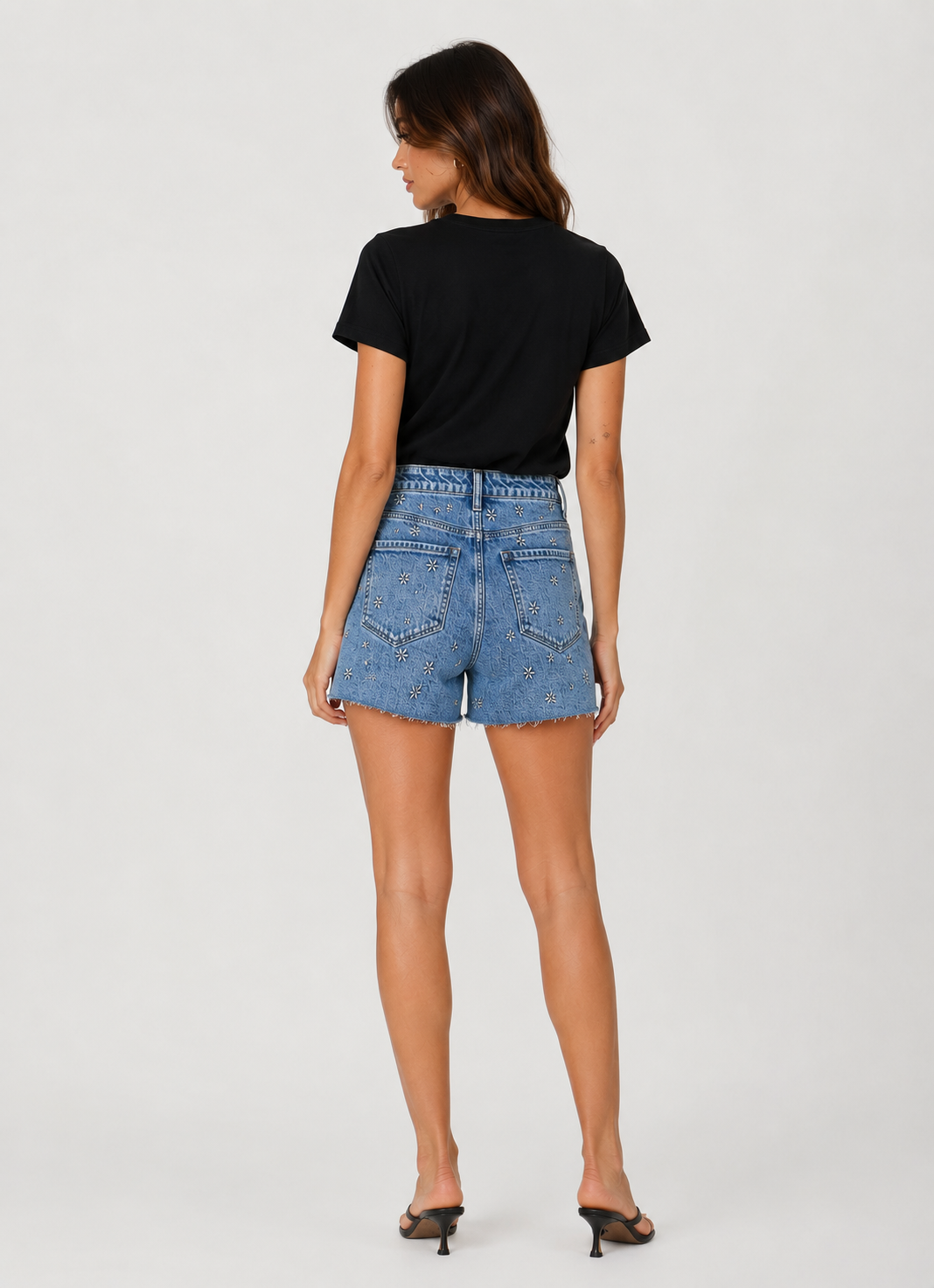 Daisy Embroidered Denim Shorts
