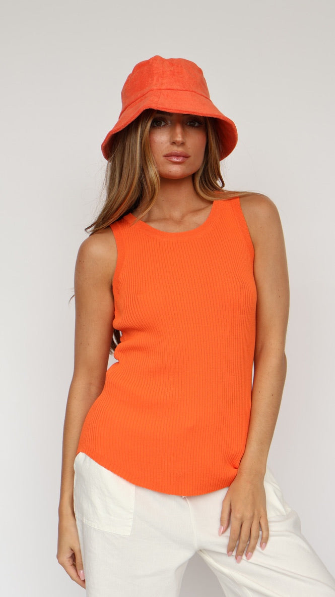 Orange Terry Bucket Hat