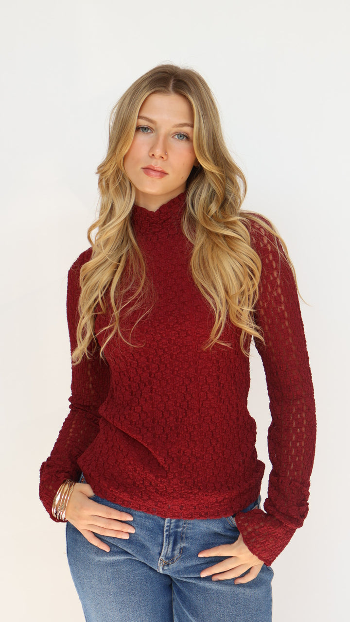 Lost + Wander Sistine Tale Top Lace Mock Neck Top