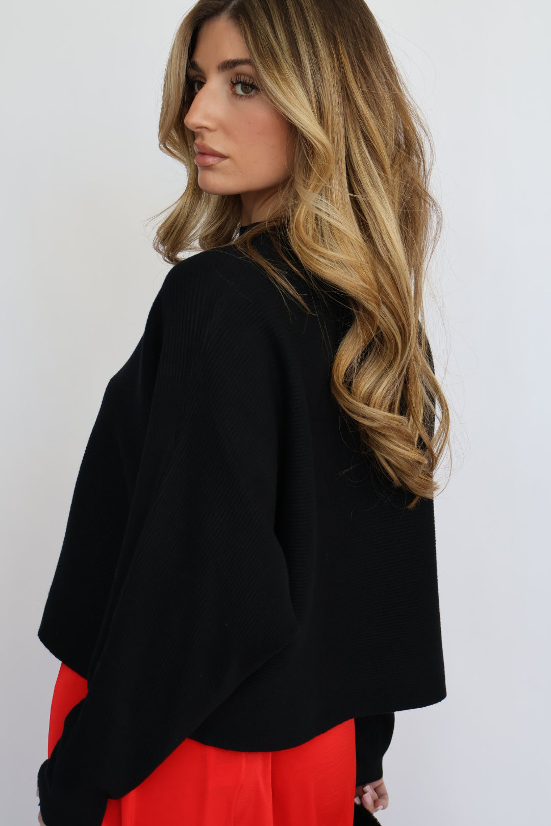 Relaxed Fit Rib Knit Dolman Sweater