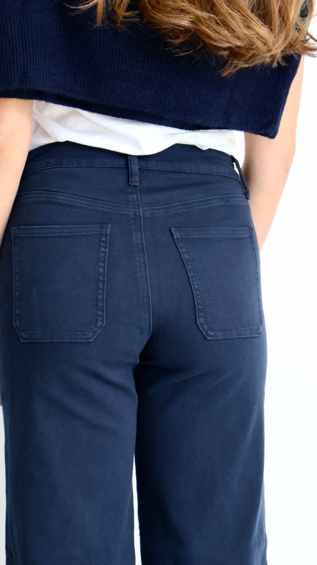 Just Black Denim: Patch Pocket Wide Leg Jeans Navy