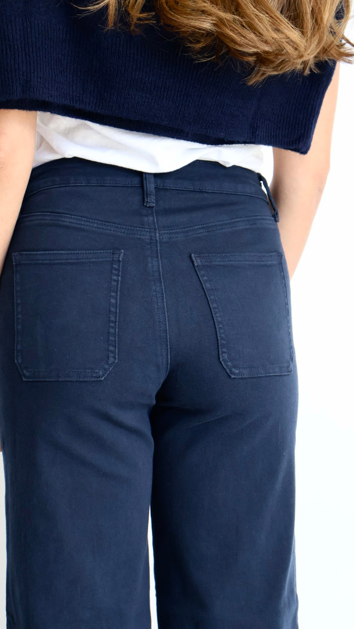 Just Black Denim: Patch Pocket Wide Leg Jeans Navy