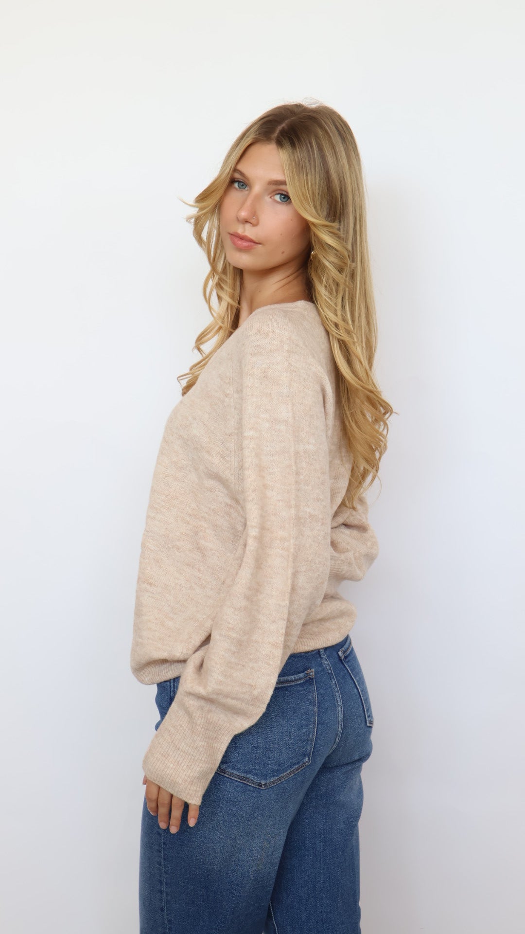 V Neck Knit Pullover Sweater
