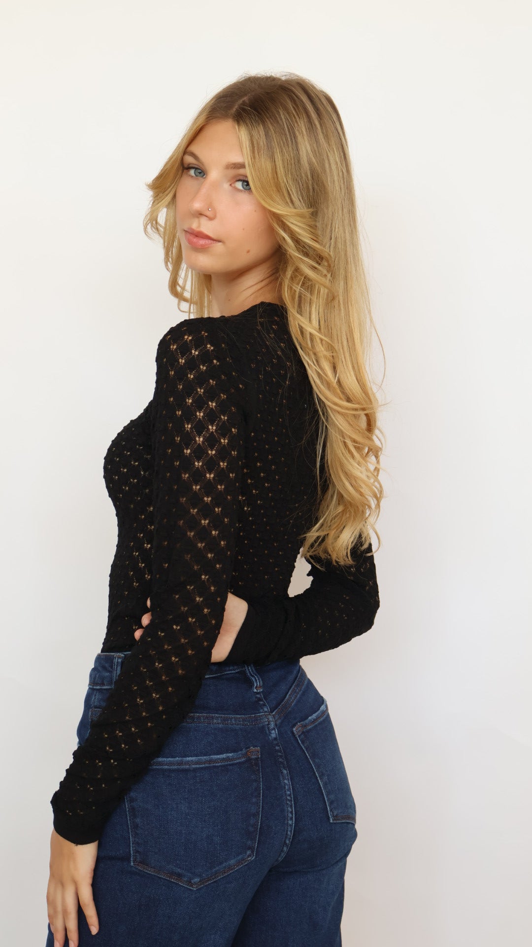 ASTR Dex Sweater Top Open Knit