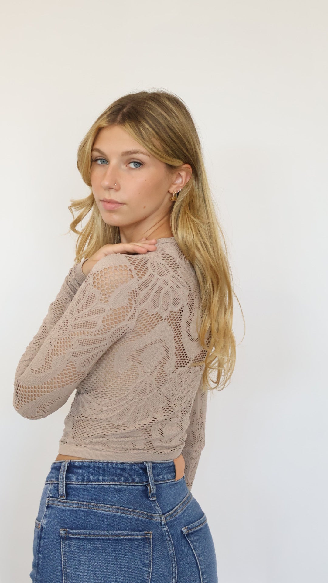 Jacquard Fishnet Layering Top