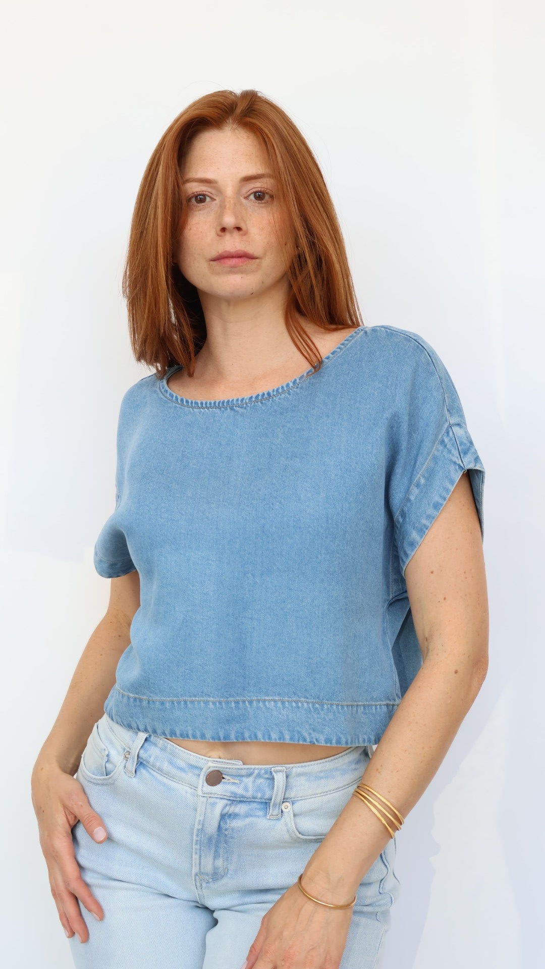 Boxy Chambray Top