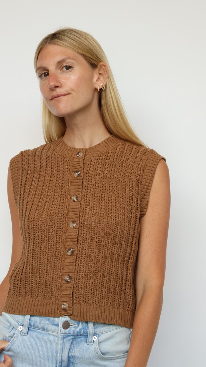 Classic Knit Button-Front Vest