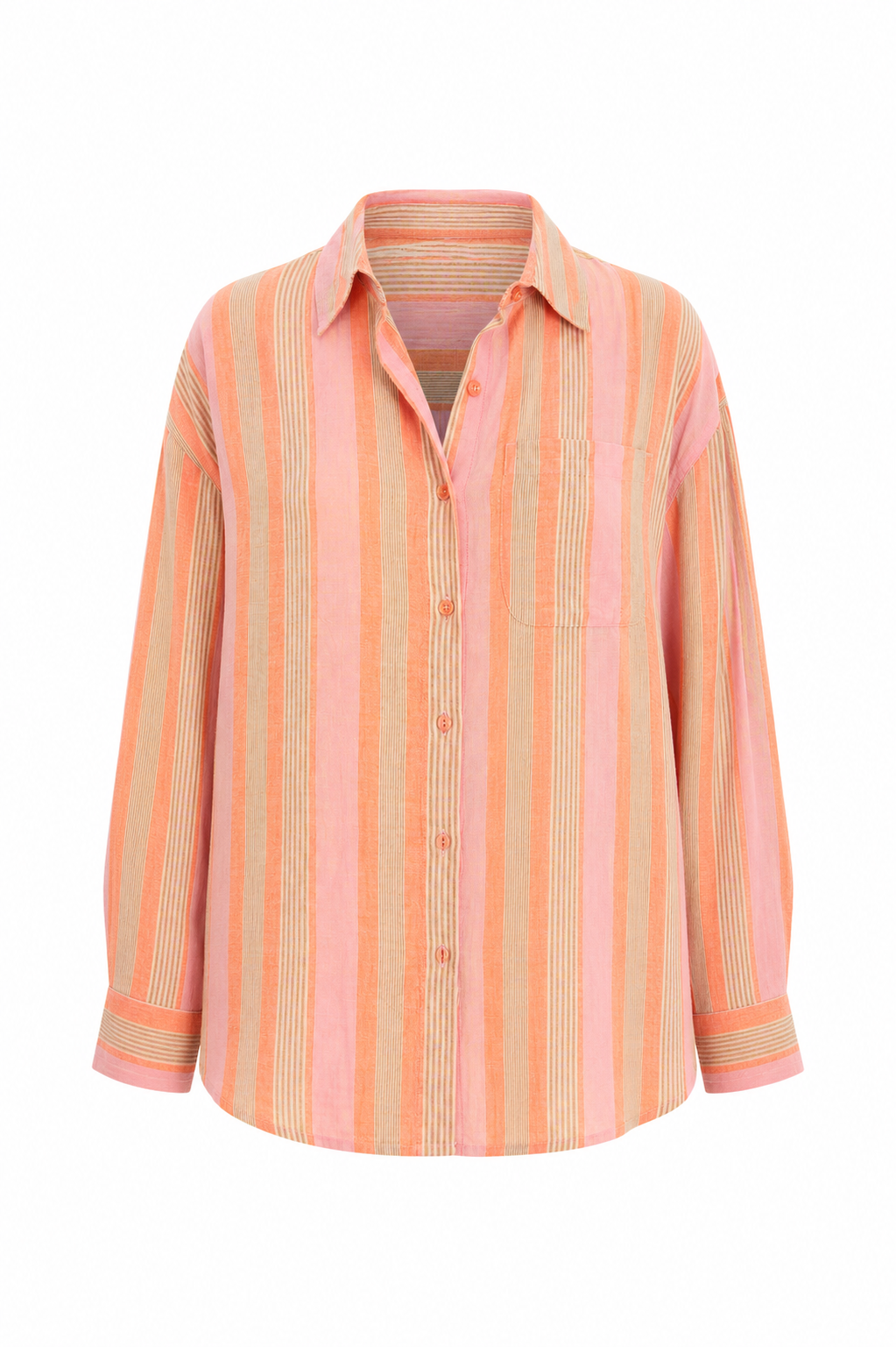 Z Supply The Perfect Striped Button Up - Tiger Lily