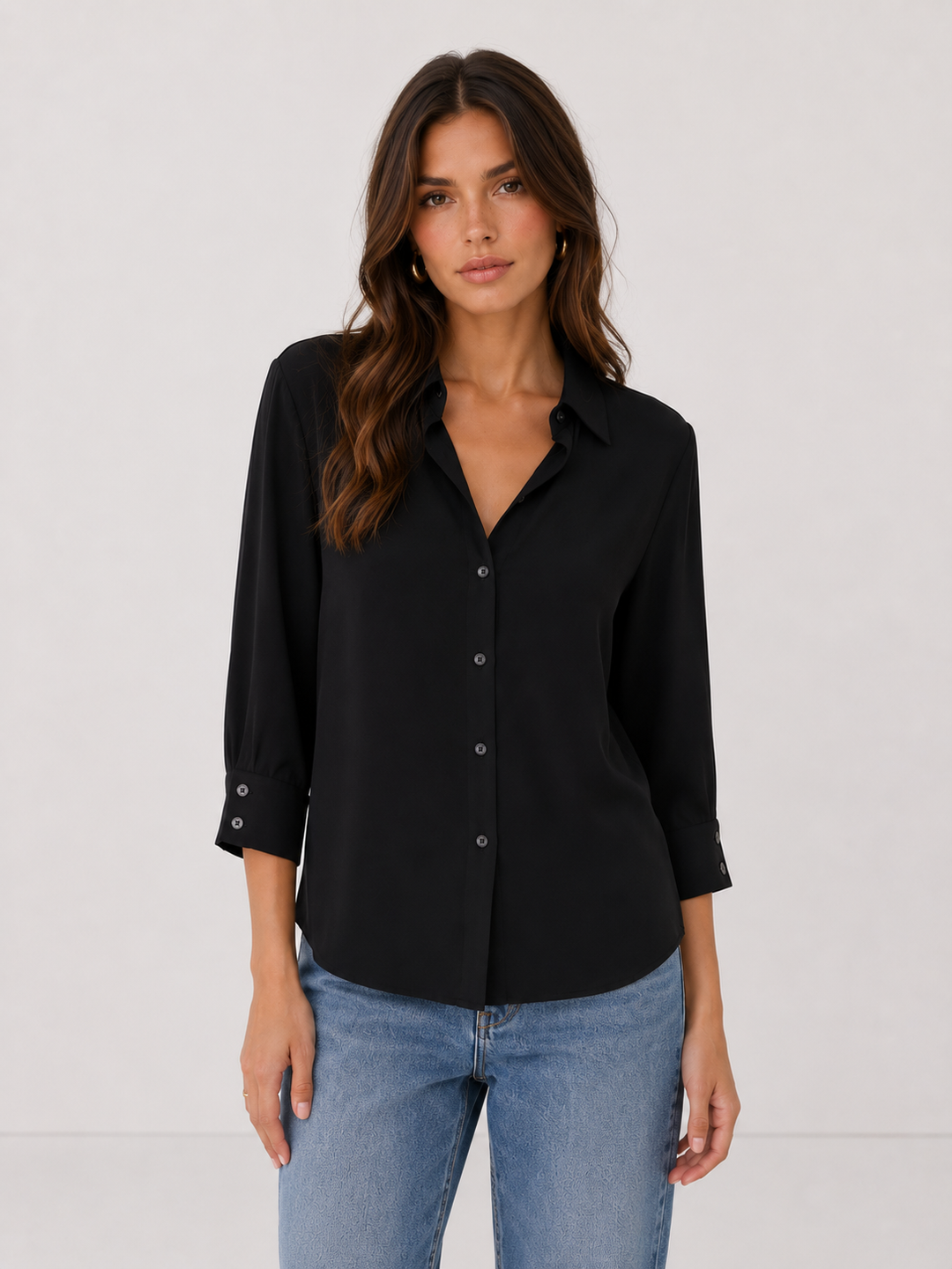 3/4 Sleeve Button Down Shirt