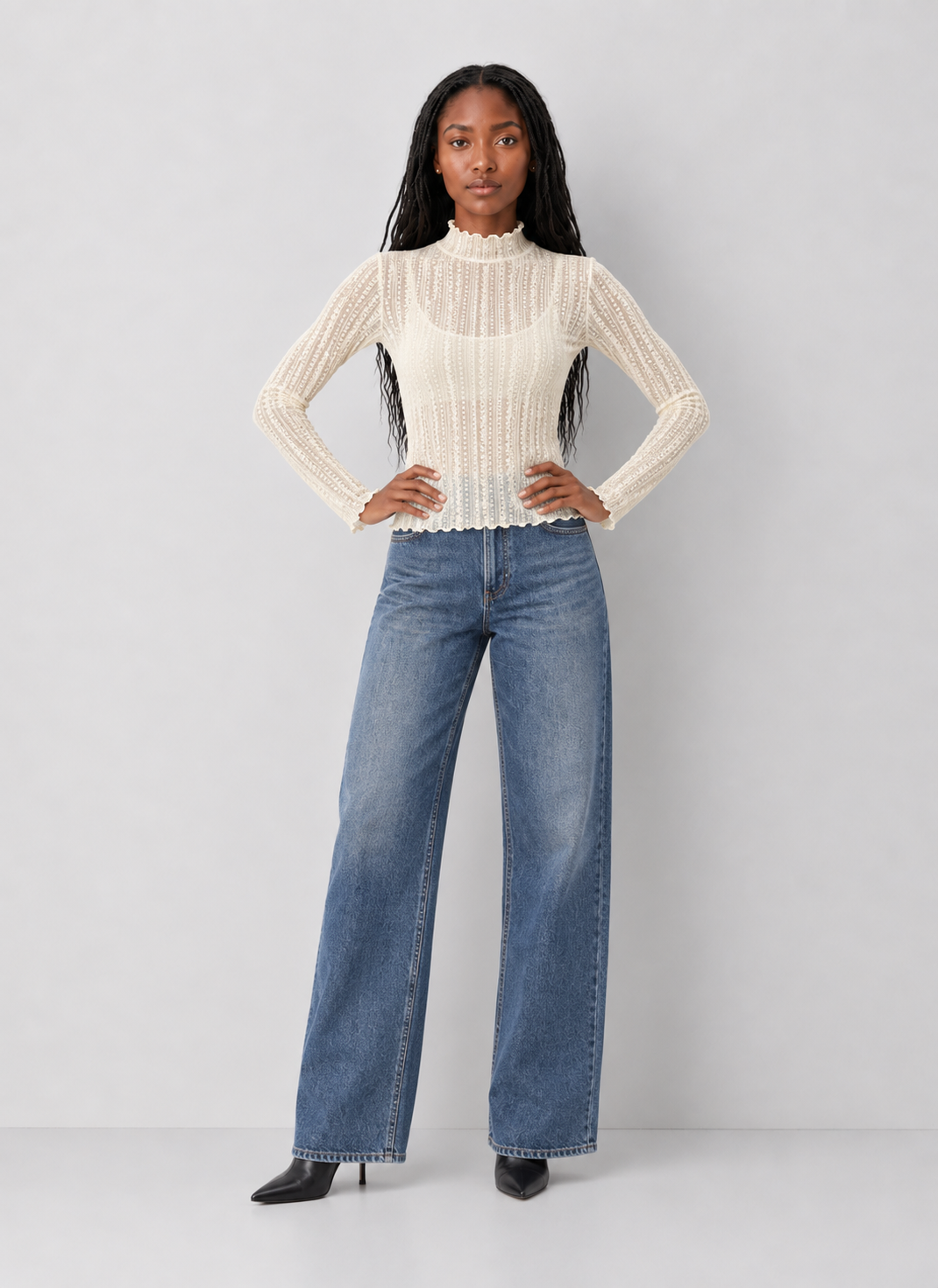 Sheer Lace Long Sleeve Top
