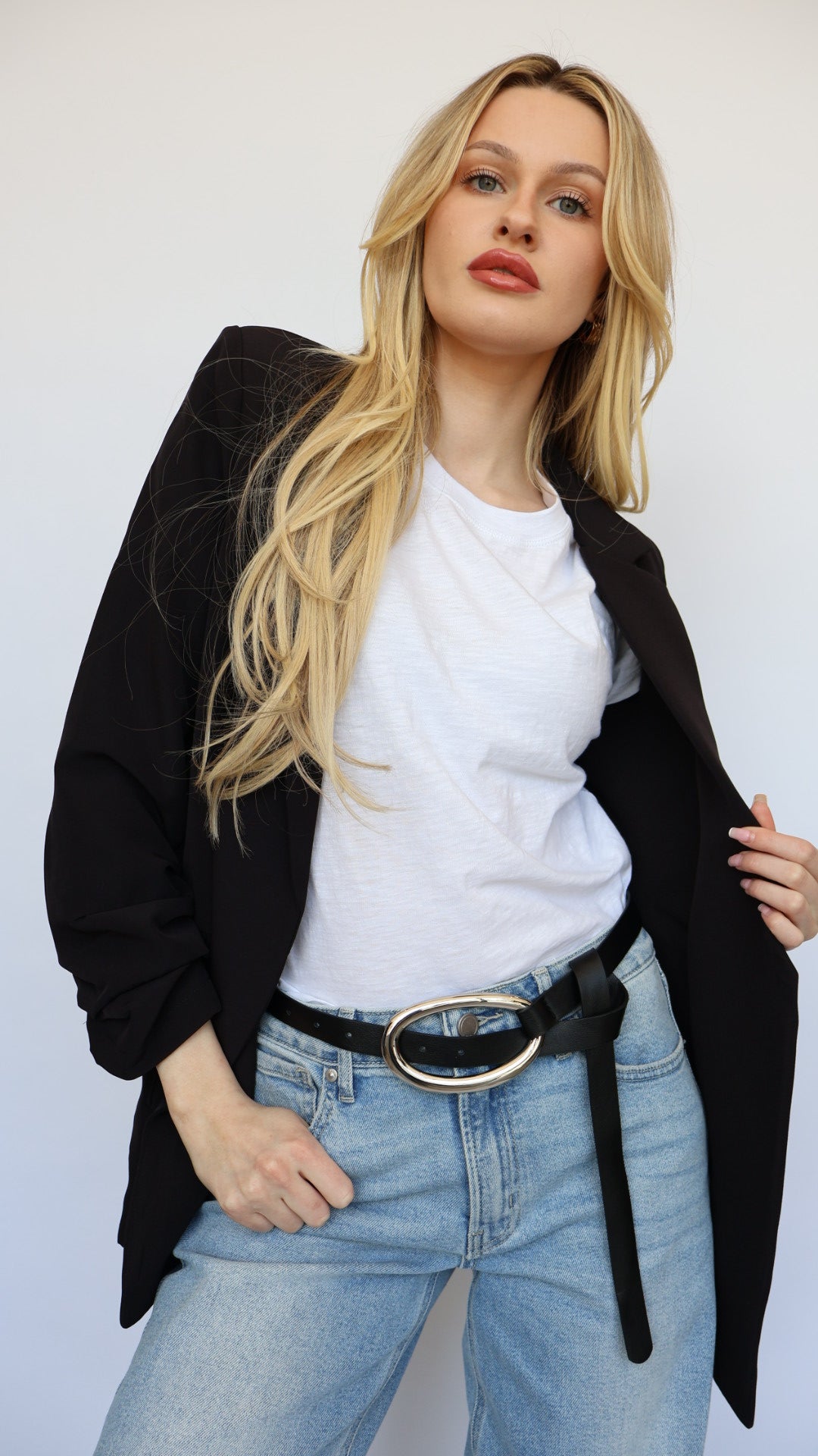 3/4 Ruched Sleeve Blazer