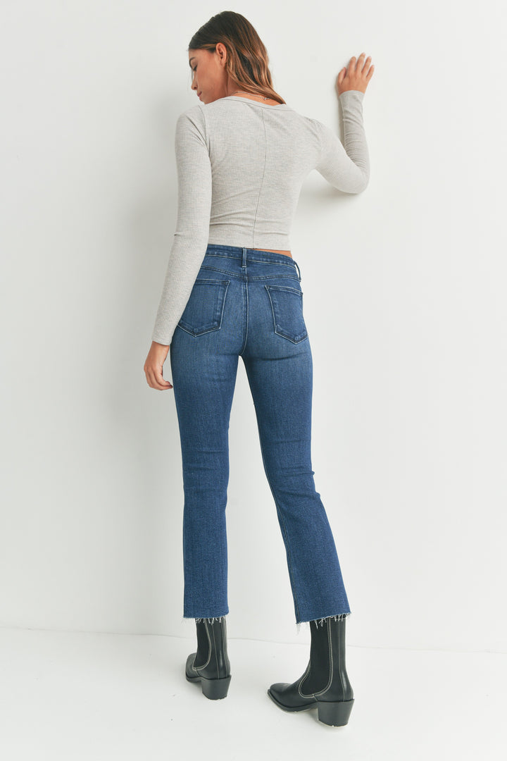 Just Black Denim Cropped Demi Flare Jeans - Washed Black