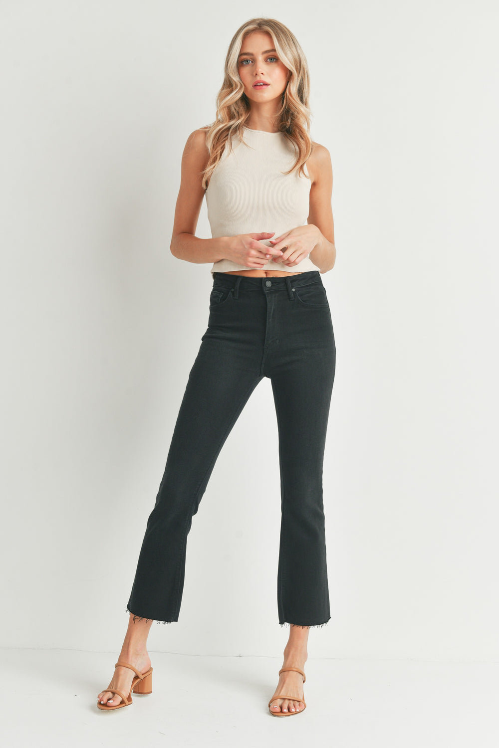 Just Black Denim Cropped Demi Flare Jeans
