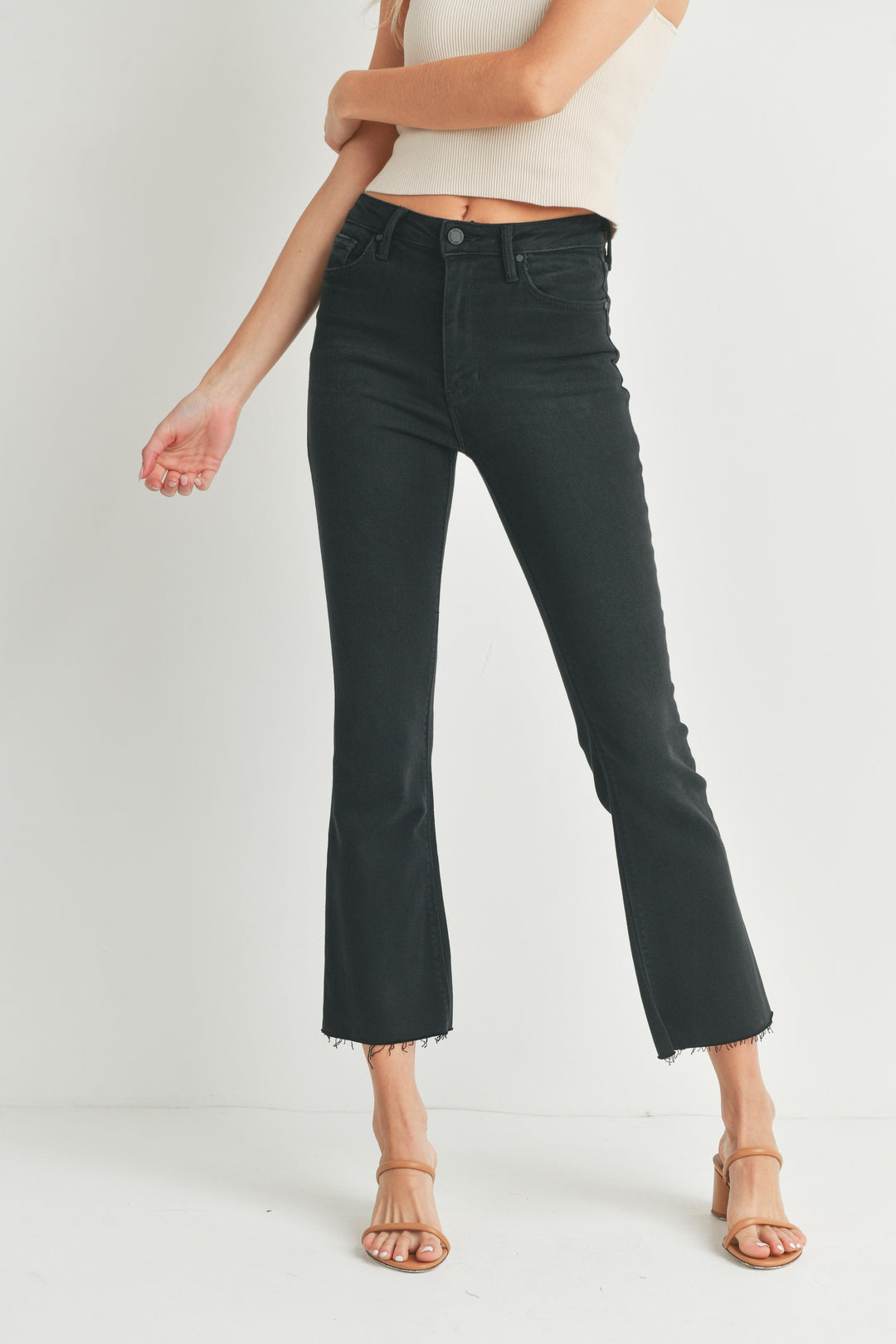Just Black Denim Cropped Demi Flare Jeans