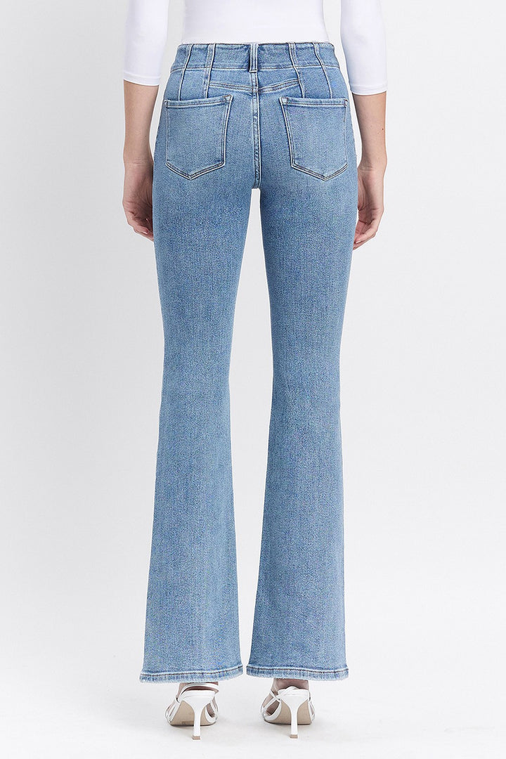 High Rise Front Pocket Flare Jeans
