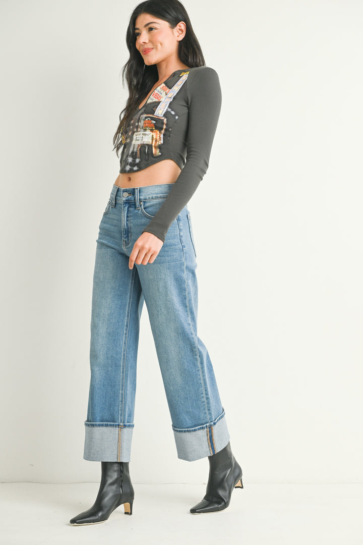Petite Cuffed Slim Wide