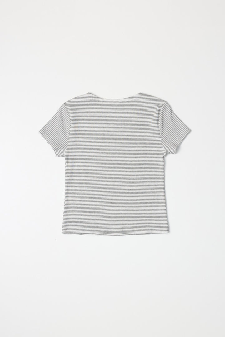 Envelope Neckline Stripe Tee