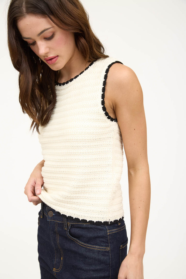 Contrast Stitch Crochet Tank Top