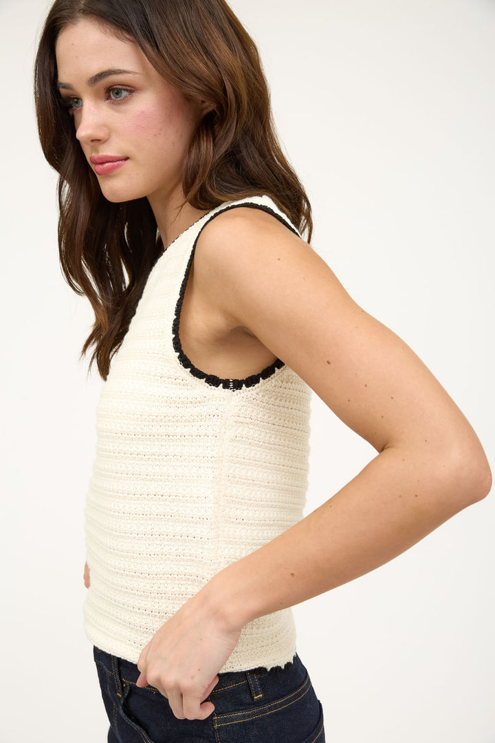 Contrast Stitch Crochet Tank Top