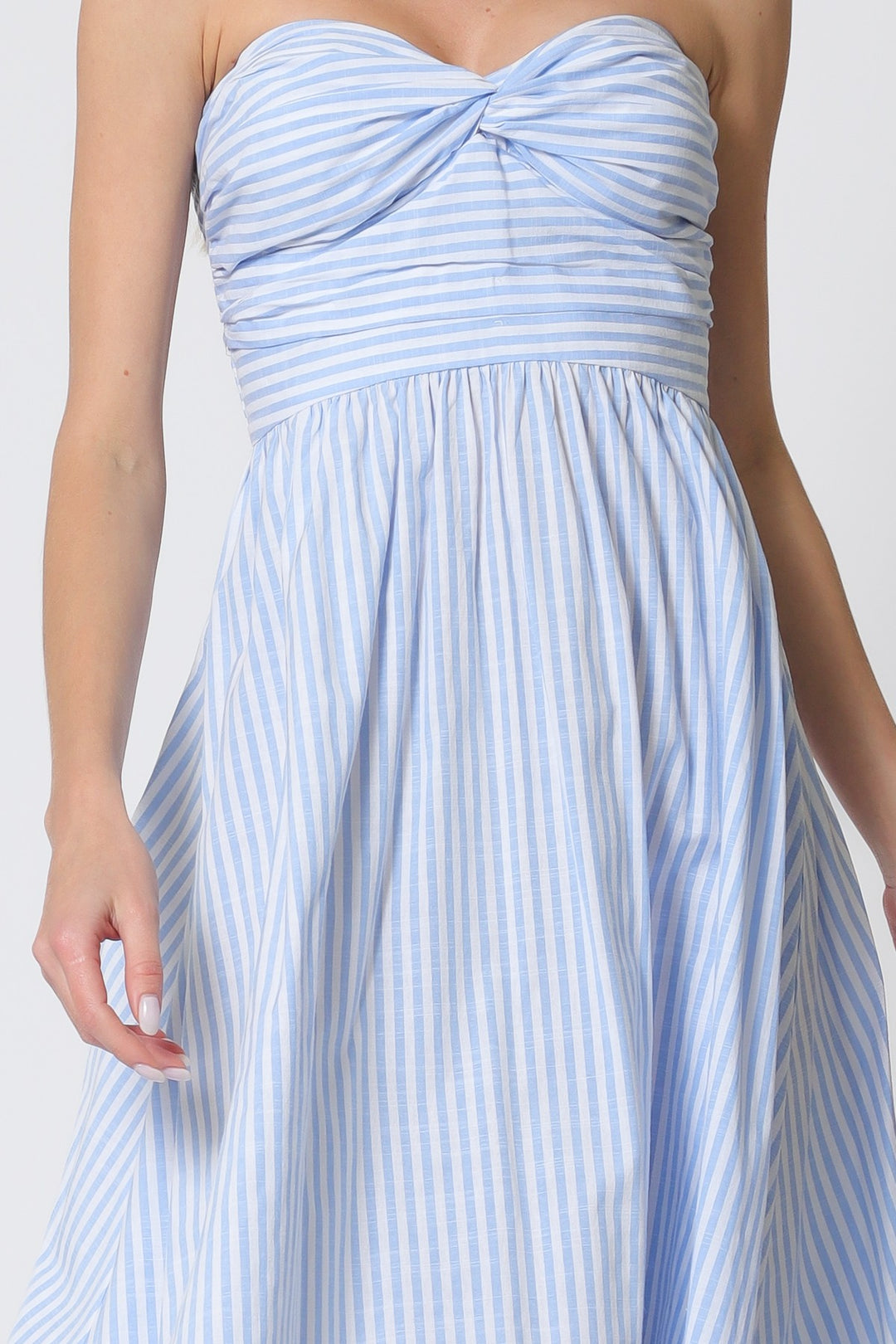 Nautical Strapless Midi Dress