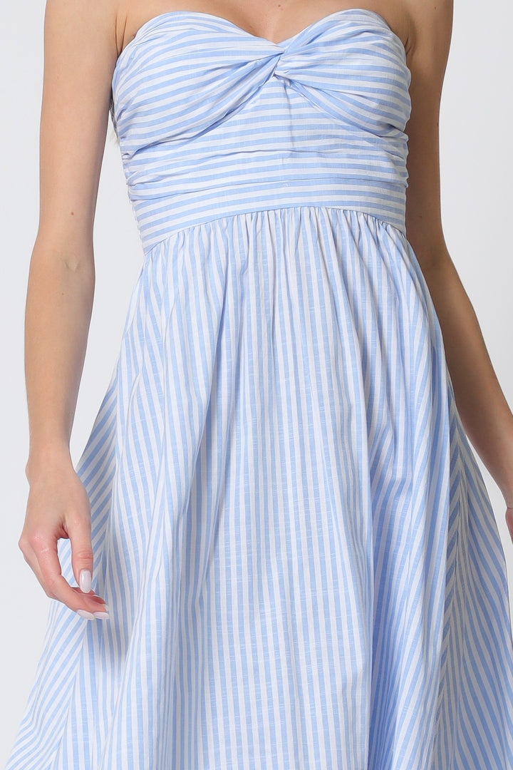 Nautical Strapless Midi Dress