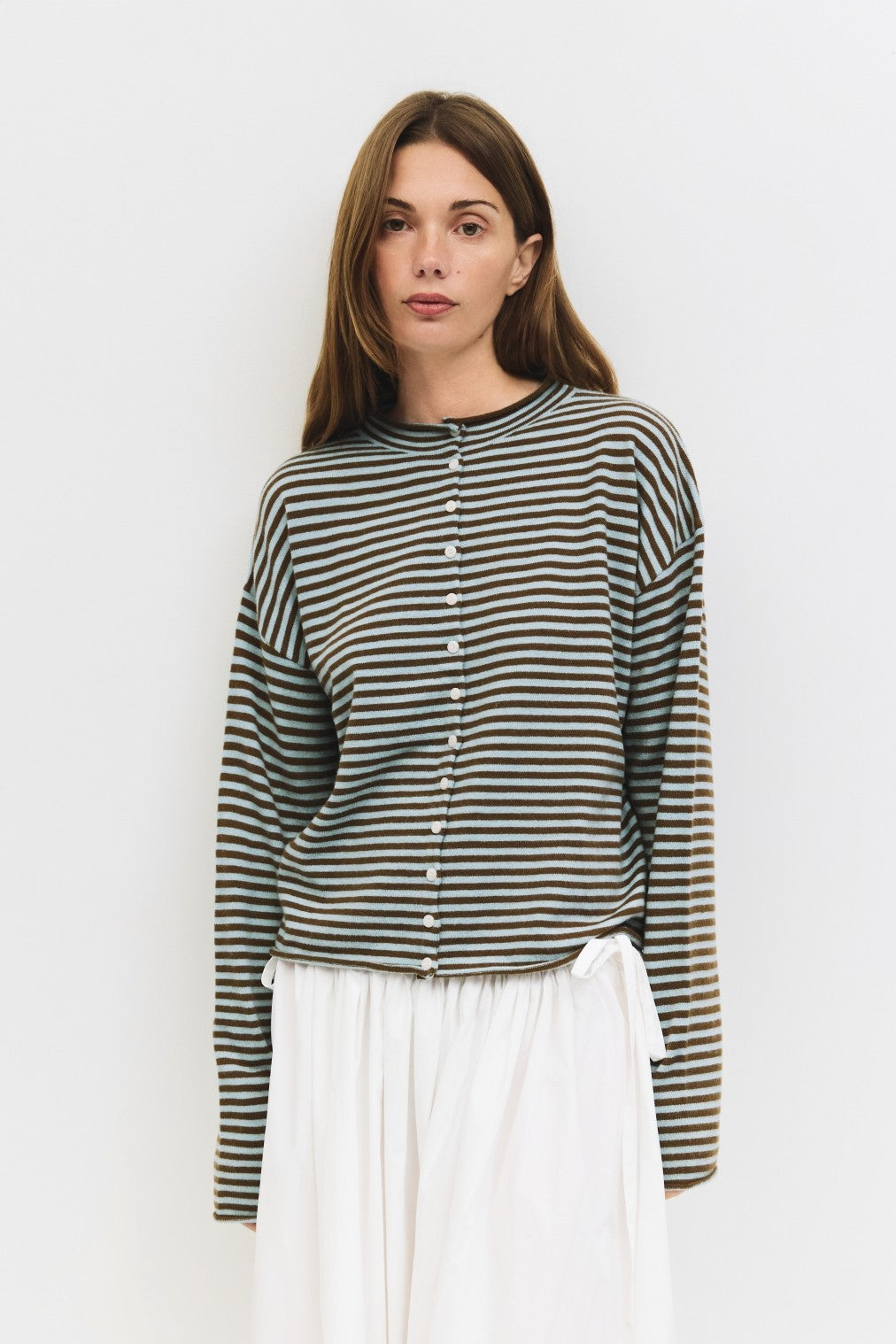 Striped Button-Up Cardigan