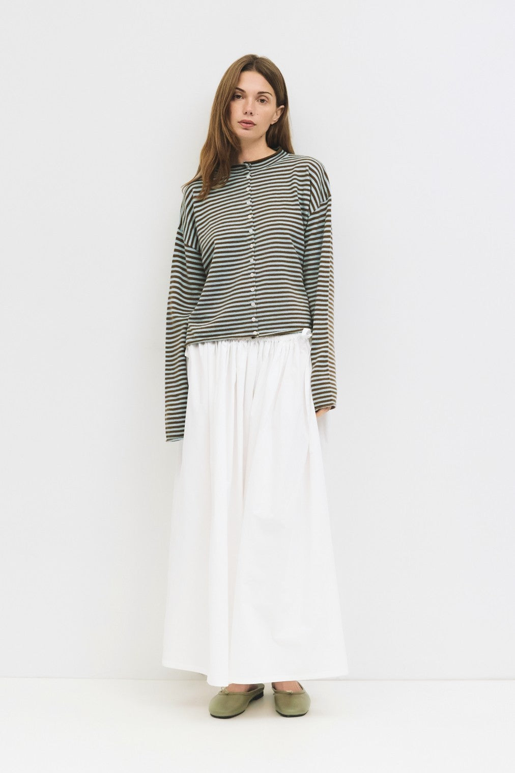 Striped Button-Up Cardigan