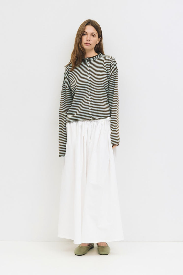 Striped Button-Up Cardigan