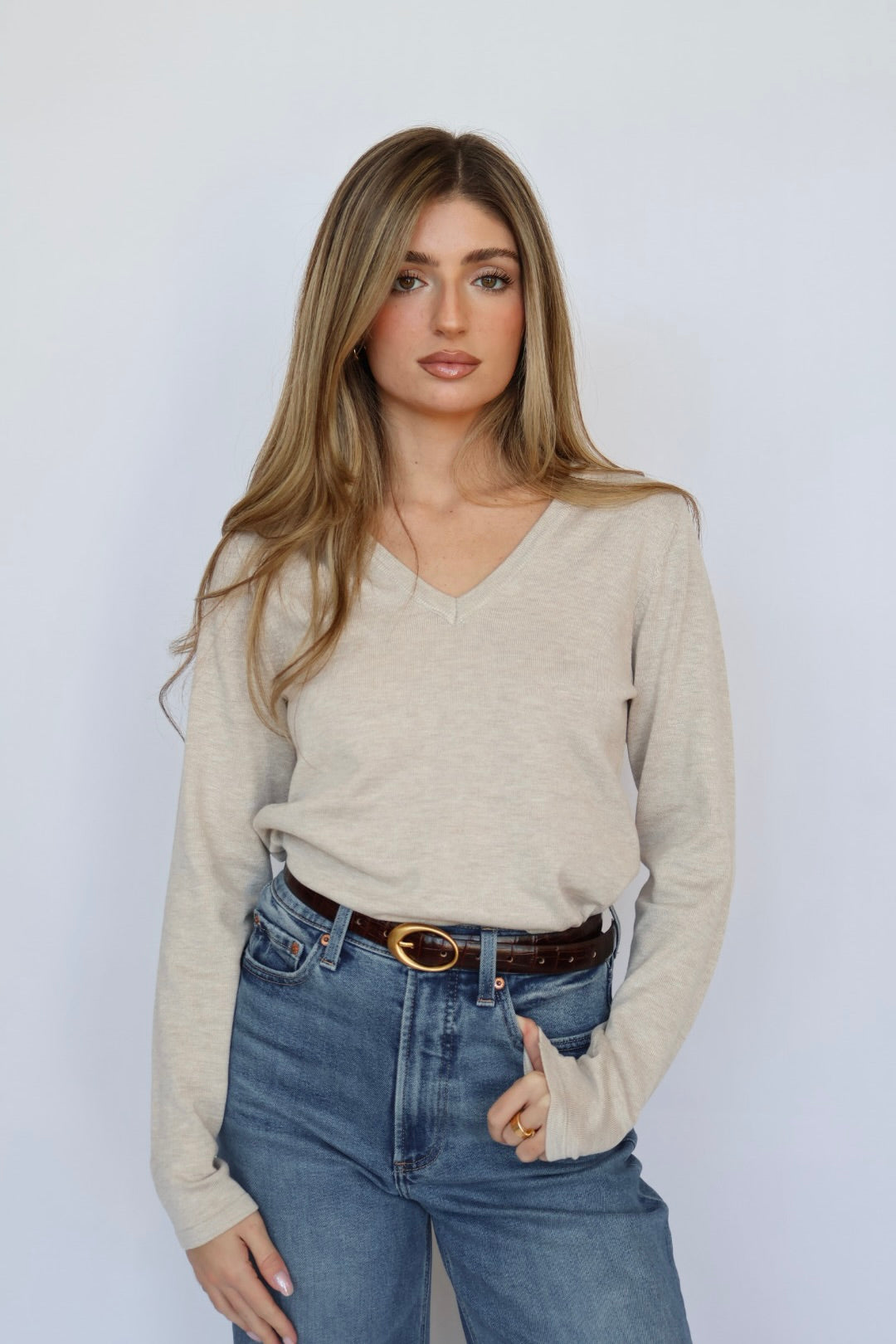 Lightweight Transitional V-Neck Knit Sweater