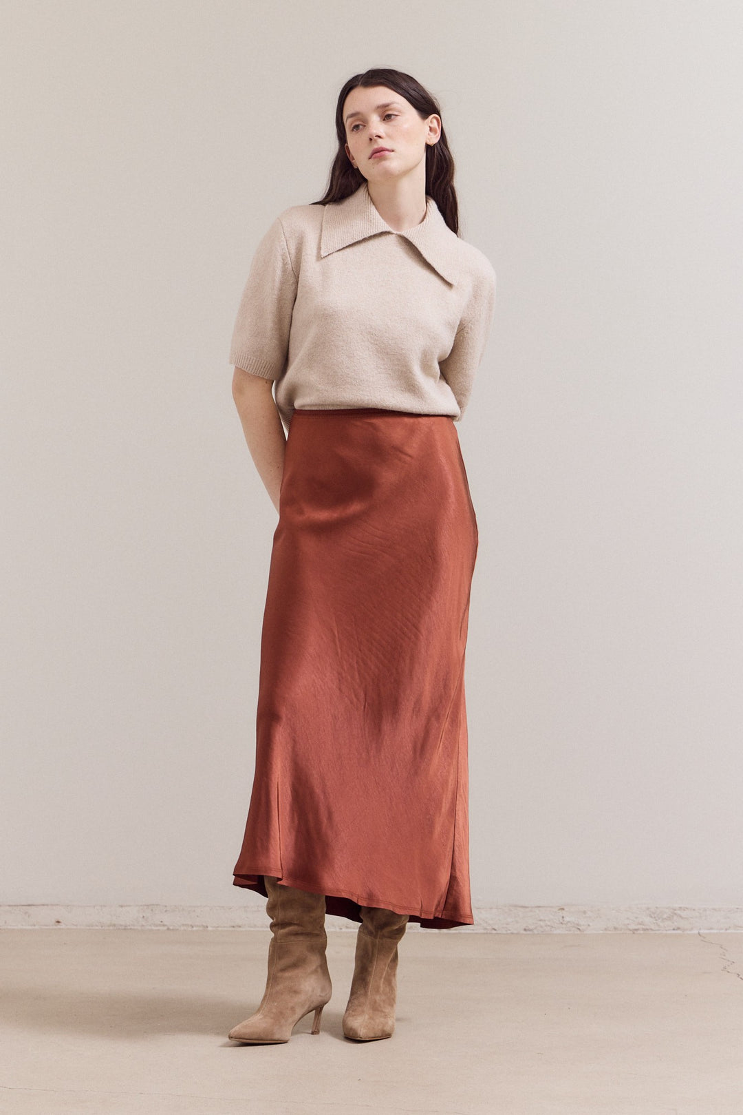 Victoria Satin Midi Skirt