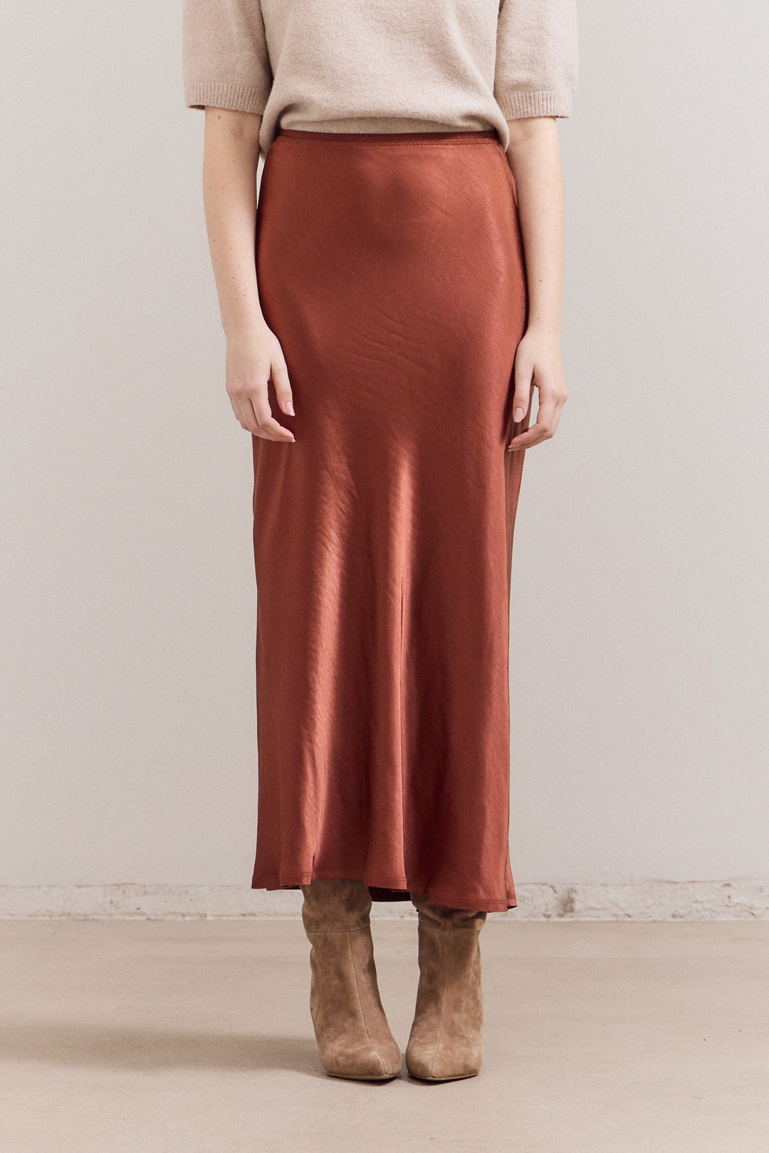 Victoria Satin Midi Skirt