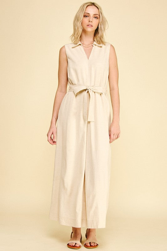 Linen Sleeveless Maxi Dress